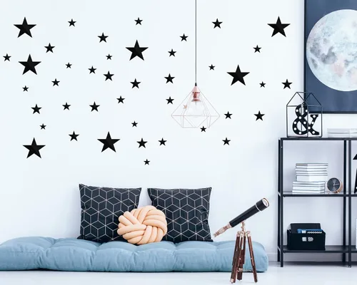 Vista 4 de Shappy 32 calcomanías de pared de espejo de estrella para dormitorio, sala de estar, decoración de bricolaje, espejo acrílico extraíble, calcomanías