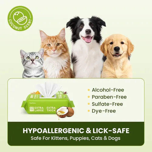 Vista 3 de PawSono Toallitas hipoalergénicas para perros, gatos y animales pequeños, 100