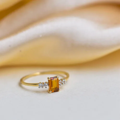 Vista 4 de YoTreasure Healing Crystal Citrine Ethiopian Opal Green Onyx London Blue Topaz Rhodolite Garnet Moonstone Tanzanite 10K YellowRose Gold Engagement