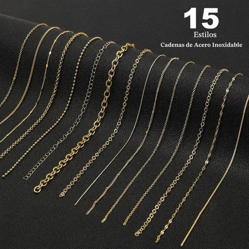 Vista 3 de ENERFUN Cadenas de collar de oro para hacer joyas, 112 pies, 15 rollos de cadenas a granel para hacer collares, pulseras, accesorios con anillos