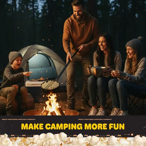 Vista 5 de Great Northern Popcorn Popper - Máquina de palomitas de maíz a la antigua con mango extendido - Equipo de campamento (negro)
