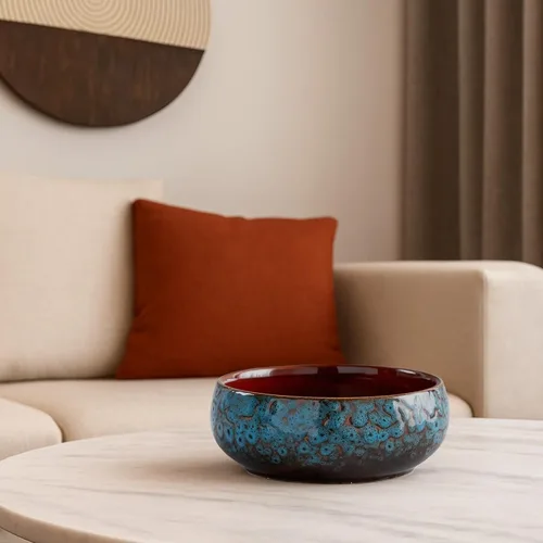 Vista 4 de Kung Fu Teaware Accessory, 2.6 X 6.5 In Ceramic Tea Wash Bowl, Reactive Glaze Lotus Planter Bowl