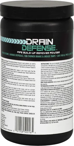 Vista 2 de Zep Drain Defense ZDC16 - Limpiador de drenaje enzimático en polvo, 18 onzas, seguro para tuberías y sistemas sépticos, paquete de 1, color blanco