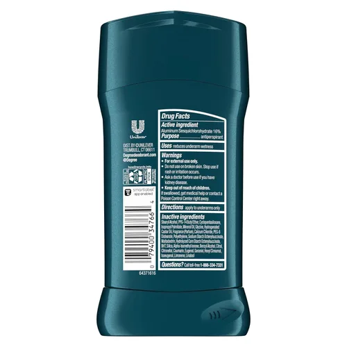 Vista 2 de Degree Desodorante antitranspirante para hombre, Cool Rush, 12 unidades, 72 horas, protección contra el sudor y el olor, antitranspirante