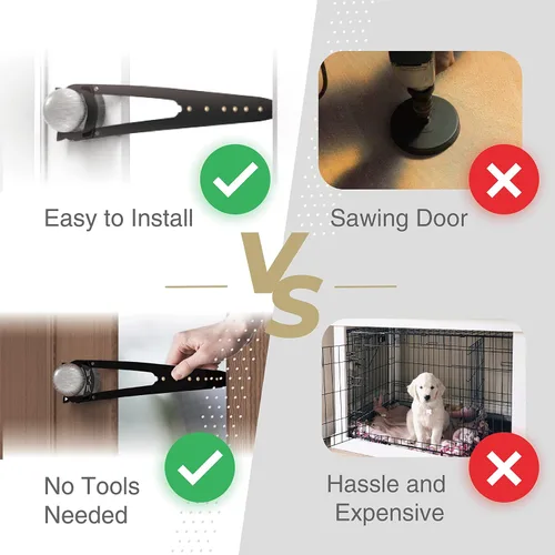 Vista 4 de Pestillo ajustable para puerta de gato, manera extra fácil para caja de arena a prueba de perros para gatos, mantener la puerta abierta, siete