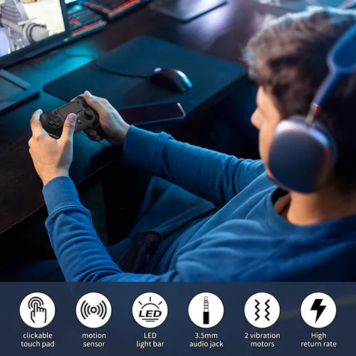 Vista 6 de Ubsvaky Wireless Controller for PS4, Wired P-4 Pro Controller with Paddles, Black P-4 Controller Accessories, P-4 Accessories Perfect Adaptive Full