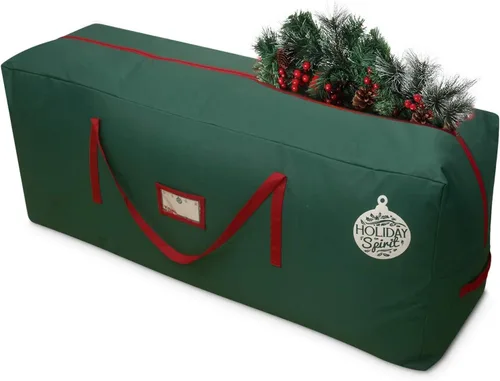 Vista 9 de HOLIDAY SPIRIT Bolsa de almacenamiento para árbol de Navidad, bolsa impermeable para árbol de Navidad con asas reforzadas duraderas y cremalleras