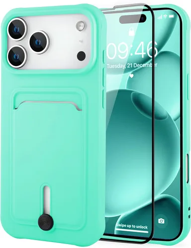 Vista 13 de MZELQ Cartera de TPU Compatible con Funda iPhone 12, Portarjetas Protección de Cámara Cubierta + Protector de Pantalla, Ranura Empujable para Niñas