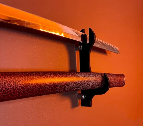 Vista 4 de Soporte de espada, gancho de espada, soporte de exhibición de soporte de espada samurai montado en la pared de acrílico de dos capas, soporte