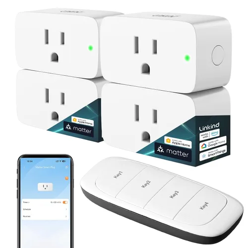 Vista 10 de Linkind Matter Smart Plug, funciona con Apple Home, Siri, Alexa, Google Home, SmartThings, Smart Outlet 15A/1800W Max, automatización del hogar