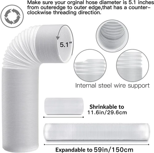 Vista 6 de Kit de Ventilación de AC para Puerta Corredera de 95" con Manguera Extensible de Φ 5.1" con Cerradura de Seguridad y Burletes Contra la Intemperie