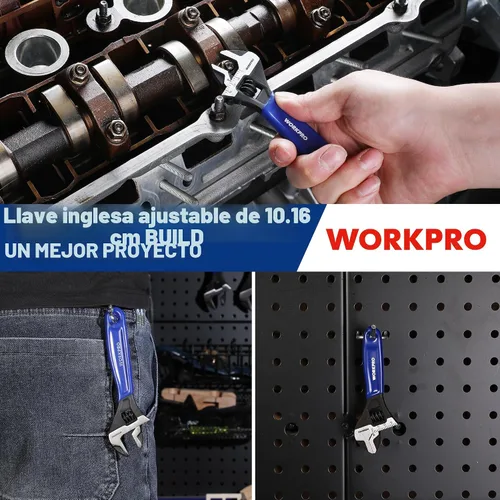 Vista 9 de WORKPRO Llave ajustable mini de 4 pulgadas, llave de mandíbula ancha de acero Cr-V con óxido negro para tuercas pequeñas, escalas métricas y SAE