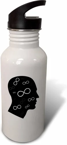 Vista 4 de 3dRose Think about Science – Infinity in your mind – group of white infinity symbols Flip Straw 21oz Water Bottle