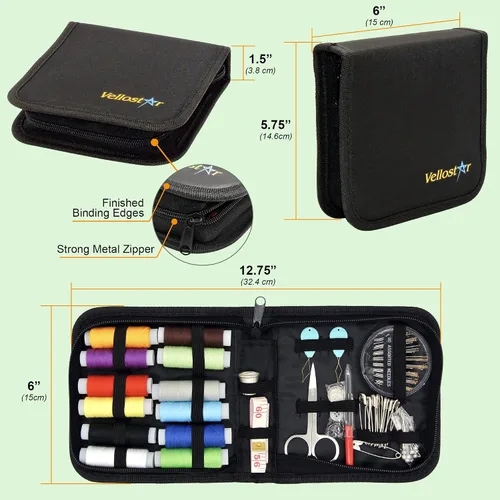 Vista 9 de VelloStar Paquete de kits de costura portátiles pequeños y grandes: todos los suministros de costura esenciales y accesorios para reparaciones