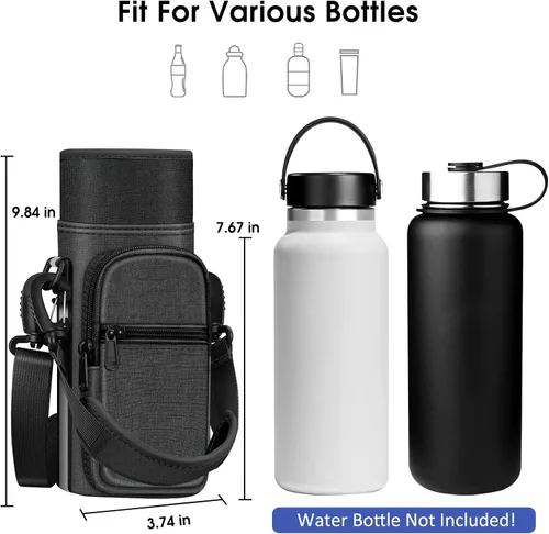 Vista 2 de CaseBot Bolsa de transporte para botella de agua, bolsa deportiva para botella de agua con correa de mano ajustable para el hombro y 2 bolsillos