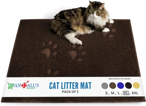 Vista 29 de Andalus Tapete Pequeño para Arena de Gatos, Paquete de 2 - Impermeable, Antideslizante y Fácil de Limpiar, Tapete para Caja de Arena de Gatos