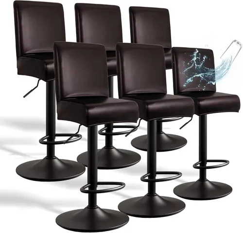 Vista 32 de Fundas de Cuero PU para Taburete de Bar con Respaldos, Paquete de 2 Fundas Elásticas Impermeables para Sillas de Taburete de Bar, Fundas Lavables