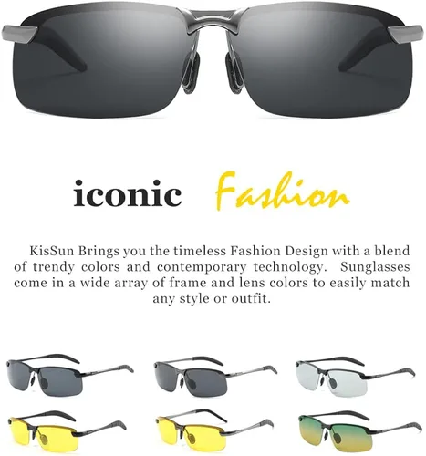 Vista 4 de KISSUN Gafas de conducción nocturna polarizadas deportivas de visión nocturna protección antirreflejos para pesca deportes al aire libre unisex gafas