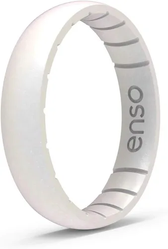 Vista 9 de Anillo de silicona fino con piedra de nacimiento de Enso – Unisex, para boda y compromiso – Banda transpirable cómoda – 4.3mm (0.17 pulgadas)