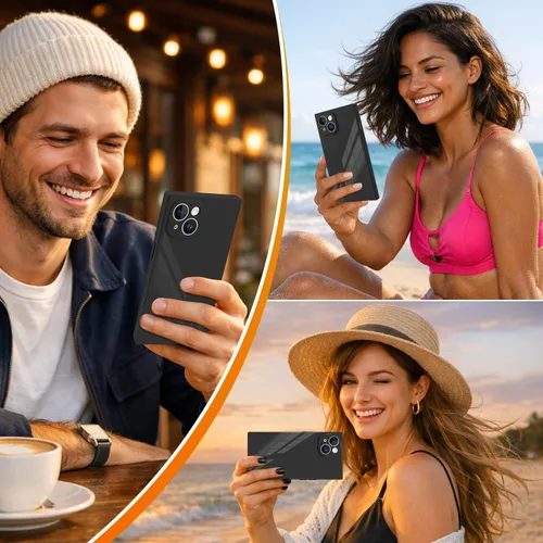 Vista 7 de Funda rectangular compatible con iPhone 15 para mujeres y hombres, TPU suave a prueba de golpes, protección completa de la lente, funciona