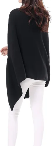 Vista 4 de BRUCERIVER Poncho largo de punto para mujer, mezcla de lana, versátil, multiestilo, chal