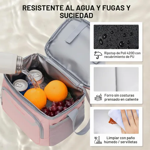 Vista 4 de EVERFUN Insulated Lunch Bag Soft Lunch Box for Men Dual Compartments Small Lunch Box Collapsible Waterproof Leak-Proof for Work