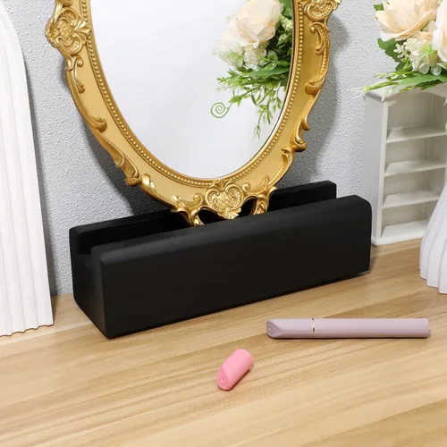 Vista 9 de Angoily Soporte de espejo para el hogar, soporte de espejo antideslizante, soporte de madera para tablero de corcho