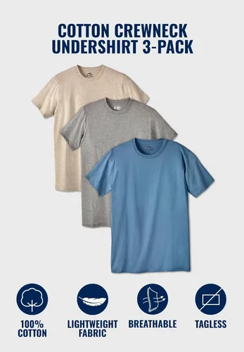 Vista 4 de KingSize Paquete de 3 camisetas de algodón con cuello redondo para hombre Surtido Básico (0499)