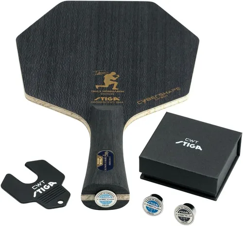 Vista 4 de STIGA - Raqueta hexagonal de tenis de mesa con forma cibernética de carbono CWT Trulus Edition Shake Hand