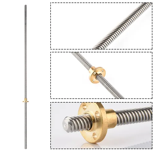 Vista 2 de Diyeeni Accesorios para impresoras 3D T8 Tornillo trapezoidal + tuerca T8, tornillo de paso de 0.079 pulgadas, acero inoxidable, para motor paso a