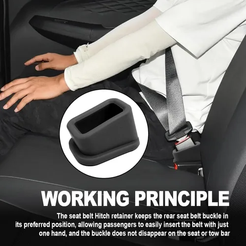 Vista 7 de 2 piezas de protector de hebilla de cinturón de seguridad negro, fácil acceso a las hebillas de los asientos traseros, accesorios de automóvil