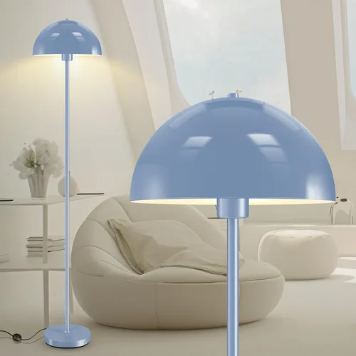 Vista 13 de Lámpara de pie, lámparas de pie industriales blancas para sala de estar, lámpara de pie de 65.6 pulgadas, pantalla de cúpula de hongo retro