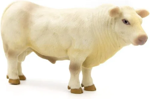 Vista 2 de Little Buster Toys Charolais Bull - Toro realista, escala 1/16