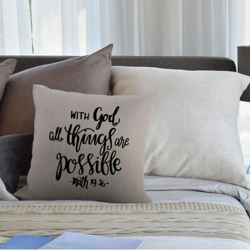 Vista 4 de HGOD DESIGNS Funda de almohada con versículo bíblico, esperanza cristiana religiosa con Dios, todas las cosas son posibles, fundas de almohada