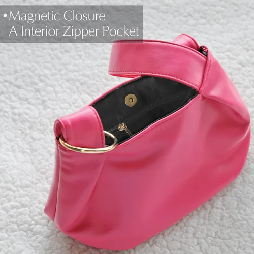 Vista 4 de Bolso de mano para mujer, de piel vegana, suave, con asa superior, bolso pequeño