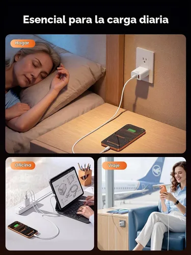 Vista 7 de Paquete de 2 bloques de cargador USB C, bloque de carga tipo C de doble