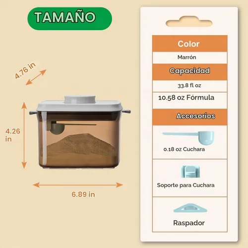 Vista 7 de Ankou Contenedor hermético para fórmula - 1000 ml/400 g Dispensador de fórmula con tapas, contenedores de almacenamiento de alimentos sin BPA 33.8