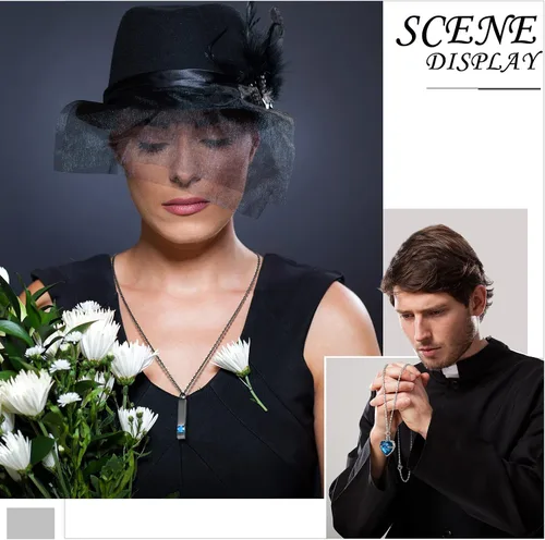Vista 5 de Fumete 6 piezas de collar de cenizas, joyería de urna para cenizas humanas, colgante conmemorativo - para hombres y mujeres
