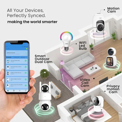 Vista 2 de VTA+ Cámara de seguridad WiFi para interiores 2K - Detección de movimiento, visión nocturna, modo de privacidad, compatible con Alexa/Google, audio