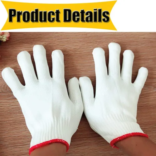 Vista 3 de Guantes de trabajo de protección de agarre seguro para hombres y mujeres, guantes de trabajo para barbacoa de algodón grueso (paquete de 6 pares)