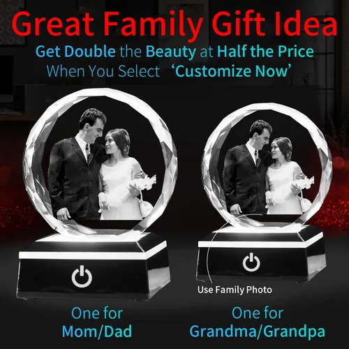 Vista 2 de KSHS Regalos personalizados para mujeres, esposa, hombres, ella, él. Grandes manualidades de cristal personalizadas con tu propia foto, marco