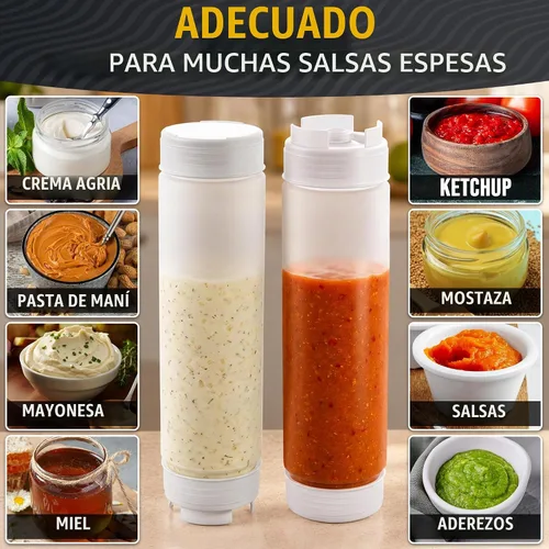 Vista 6 de BURIUS Juego de 6 botellas exprimibles de condimentos invertidos de 16