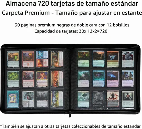 Vista 2 de Carpeta prémium con 720 tarjetas de 12 bolsillos, carpeta de álbum de tarjetas coleccionables sin anillo, carga lateral, UltraSonic-12720 Tech Zip