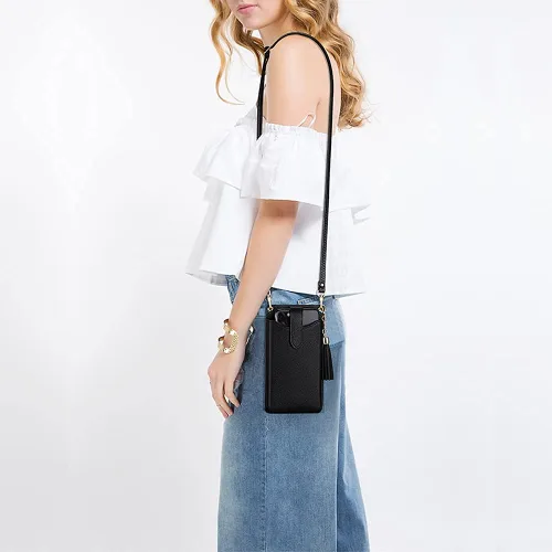Vista 6 de Peacocktion - Bolso pequeño para teléfono celular, para mujeres, minibolso de hombro ligero para cruzarse por el cuello, con ranuras para tarjetas