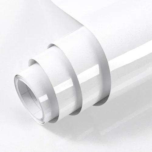 Vista 20 de Papel para empapelar blanco, papel de vinilo autoadhesivo, película decorativa para encimeras de cocina, armarios, muebles con brillo iridescente
