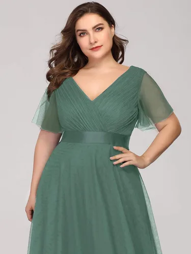 Vista 5 de Ever-Pretty Plus 07962 - Vestido de noche con cuello en V y cintura imperio para mujer