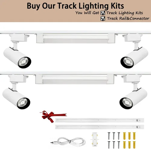 Vista 4 de Blanco H Track L conector H tipo circuito único 3-Wire-1 Kit de iluminación de pista para H Track System Accesorios de iluminación de pista 120V