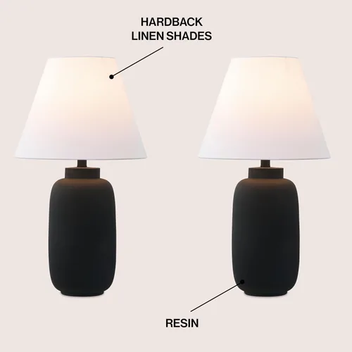 Vista 3 de JONATHAN Y JYL5603A-SET2 - Juego de 2 lámparas de mesa modernas con tarro de jengibre negro mate de 24.5 pulgadas para dormitorio, lámparas