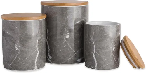 Vista 8 de DII Soporte de cerámica para utensilios de cocina, patrón de mármol negro