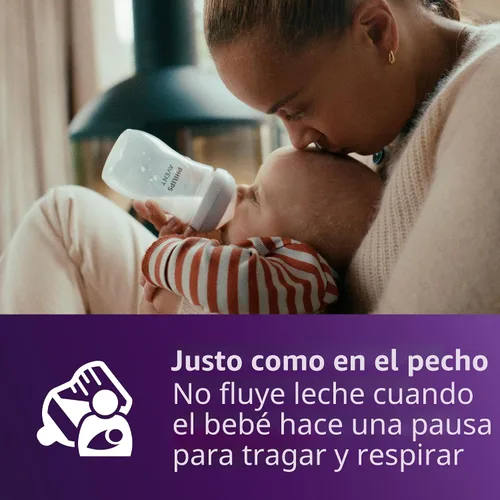 Vista 4 de Philips Avent Biberones naturales, flujo medio, 9 onzas, sin BPA, paquete de 2 Caudal controlado por bebé, diseño sin goteo, reduce los cólicos